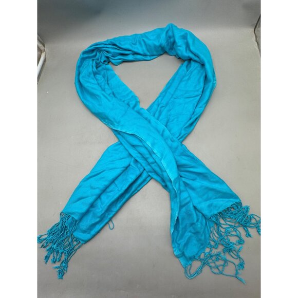 Turquoise Blue Lightweight Fringe Scarf wrap 72x32" READ - Picture 4 of 7